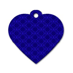 Victorian Paisley Royal Blue Pattern Dog Tag Heart (two Sides)