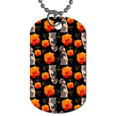 Girl With Roses And Anchors Black Dog Tag (one Side)