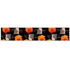 Girl With Roses And Anchors Black Large Flano Scarf 