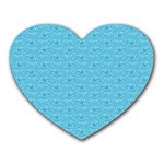 Retro Blue Pattern Heart Mousepads Front