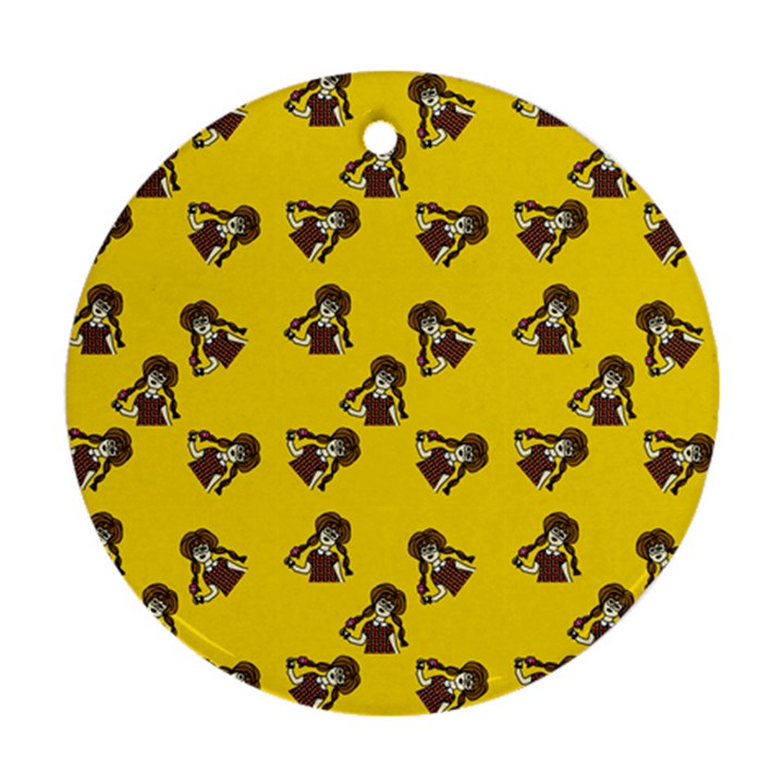 Girl With Popsicle Yello Round Ornament (Two Sides)