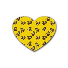 Girl With Popsicle Yello Rubber Coaster (heart)  by snowwhitegirl