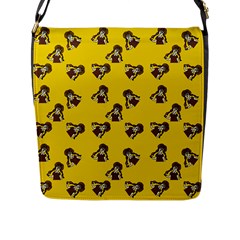 Girl With Popsicle Yello Flap Closure Messenger Bag (l)