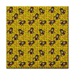 Girl With Popsicle Yellow Floral Face Towel by snowwhitegirl