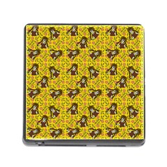 Girl With Popsicle Yellow Floral Memory Card Reader (square 5 Slot)