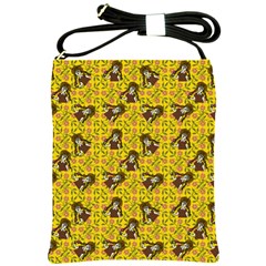 Girl With Popsicle Yellow Floral Shoulder Sling Bag by snowwhitegirl