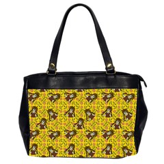 Girl With Popsicle Yellow Floral Oversize Office Handbag (2 Sides)