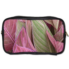 Pink Leaves Toiletries Bag (two Sides)