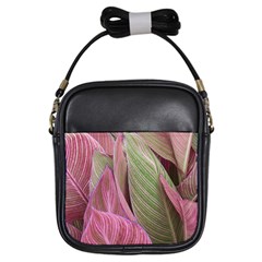 Pink Leaves Girls Sling Bag