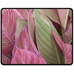 Pink Leaves Double Sided Fleece Blanket (medium)  by snowwhitegirl