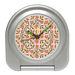 Pink Dot Floral Travel Alarm Clock by snowwhitegirl