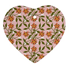 Pink Dot Floral Heart Ornament (two Sides) by snowwhitegirl