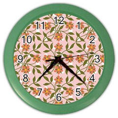 Pink Dot Floral Color Wall Clock by snowwhitegirl