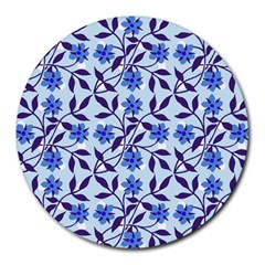 Blue Dot Floral Round Mousepads