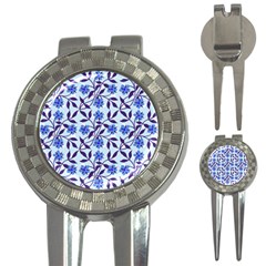 Blue Dot Floral 3-in-1 Golf Divots by snowwhitegirl