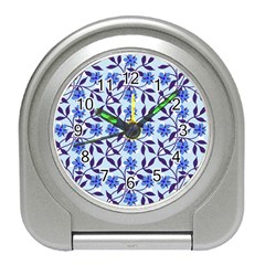 Blue Dot Floral Travel Alarm Clock