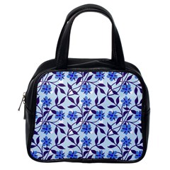 Blue Dot Floral Classic Handbag (one Side) by snowwhitegirl