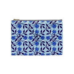 Blue Dot Floral Cosmetic Bag (medium) by snowwhitegirl