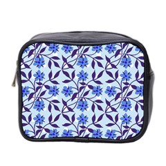 Blue Dot Floral Mini Toiletries Bag (two Sides)