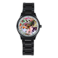 Pattern Patchwork Stainless Steel Round Watch