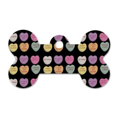 Valentine Hearts Black Dog Tag Bone (one Side)