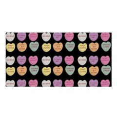 Valentine Hearts Black Satin Shawl