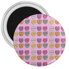 Valentine Hearts Pink 3  Magnets