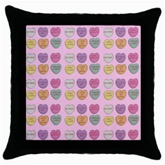 Valentine Hearts Pink Throw Pillow Case (black) by snowwhitegirl