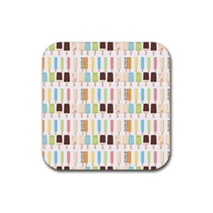 Candy Popsicles White Rubber Coaster (Square) 