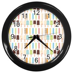 Candy Popsicles White Wall Clock (Black)
