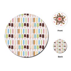 Candy Popsicles White Playing Cards (Round)