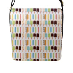 Candy Popsicles White Flap Closure Messenger Bag (L)