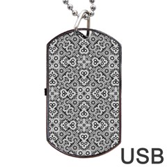 Geometric Stylized Floral Pattern Dog Tag Usb Flash (one Side) by dflcprints