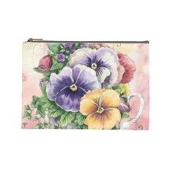 Lowers Pansy Cosmetic Bag (large) by vintage2030