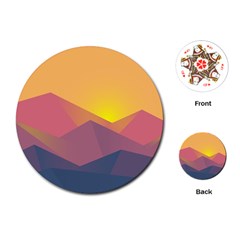 Image Sunset Landscape Graphics Playing Cards (round)