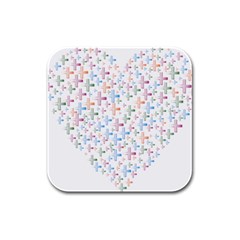 Heart Colorful Transparent Religion Rubber Square Coaster (4 Pack) 