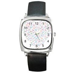 Heart Colorful Transparent Religion Square Metal Watch