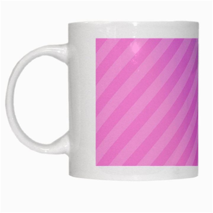 Diagonal Pink Stripe Gradient White Mugs