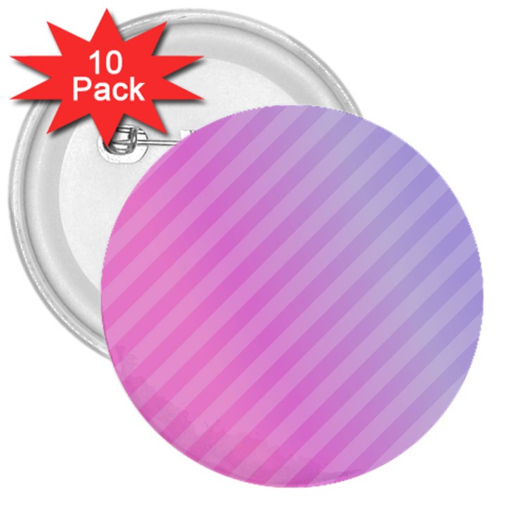 Diagonal Pink Stripe Gradient 3  Buttons (10 pack) 