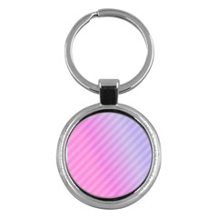 Diagonal Pink Stripe Gradient Key Chains (round) 