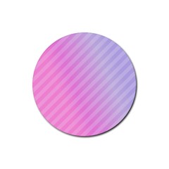 Diagonal Pink Stripe Gradient Rubber Coaster (Round) 