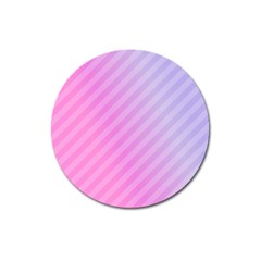 Diagonal Pink Stripe Gradient Magnet 3  (Round)