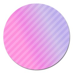 Diagonal Pink Stripe Gradient Magnet 5  (Round)