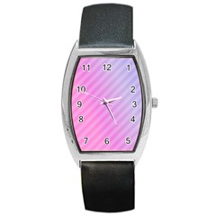 Diagonal Pink Stripe Gradient Barrel Style Metal Watch