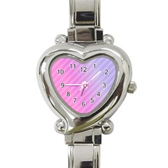 Diagonal Pink Stripe Gradient Heart Italian Charm Watch