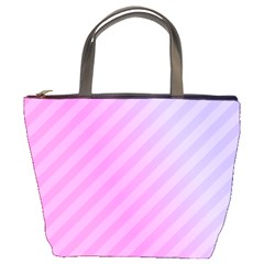 Diagonal Pink Stripe Gradient Bucket Bag