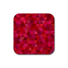 Maroon Dark Red Triangle Mosaic Rubber Coaster (square)  by Sapixe