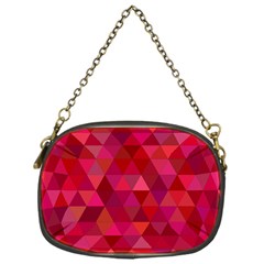 Maroon Dark Red Triangle Mosaic Chain Purse (one Side) by Sapixe
