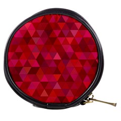 Maroon Dark Red Triangle Mosaic Mini Makeup Bag by Sapixe