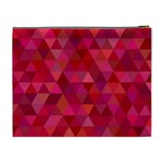 Maroon Dark Red Triangle Mosaic Cosmetic Bag (XL) Back